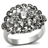 3W184 - Rhodium Brass Ring with AAA Grade CZ in Clear - Alamode - Flyclothing LLC