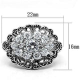 3W184 - Rhodium Brass Ring with AAA Grade CZ in Clear - Alamode - Flyclothing LLC