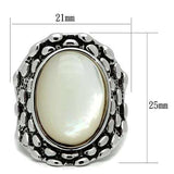 3W186 - Rhodium Brass Ring with Precious Stone Conch in White - Alamode - Flyclothing LLC