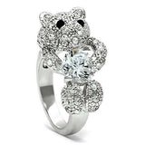 3W187 - Rhodium Brass Ring with AAA Grade CZ in Clear - Alamode - Flyclothing LLC