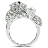 3W187 - Rhodium Brass Ring with AAA Grade CZ in Clear - Alamode - Flyclothing LLC
