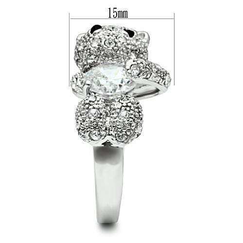 3W187 - Rhodium Brass Ring with AAA Grade CZ in Clear - Alamode - Flyclothing LLC