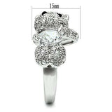 3W187 - Rhodium Brass Ring with AAA Grade CZ in Clear - Alamode - Flyclothing LLC