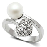 3W192 - Rhodium Brass Ring with Synthetic Pearl in White - Alamode - Flyclothing LLC