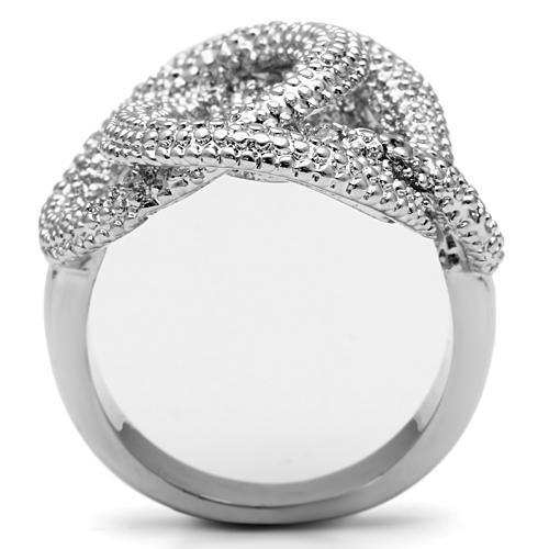 3W196 - Rhodium Brass Ring with AAA Grade CZ in Clear - Alamode - Flyclothing LLC