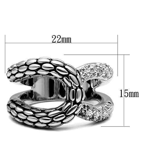 3W202 - Rhodium Brass Ring with AAA Grade CZ in Clear - Alamode - Flyclothing LLC