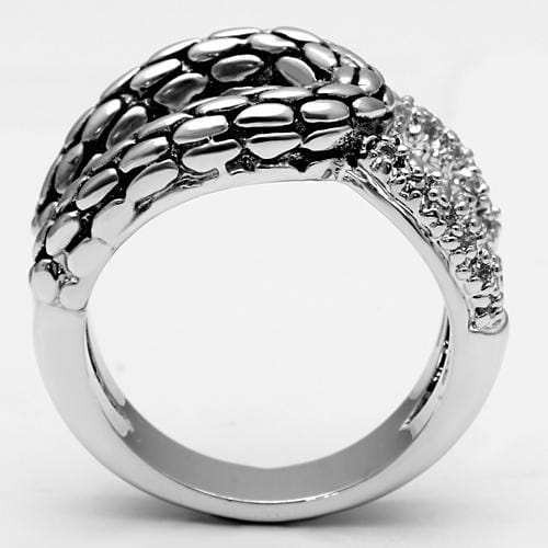 3W202 - Rhodium Brass Ring with AAA Grade CZ in Clear - Alamode - Flyclothing LLC