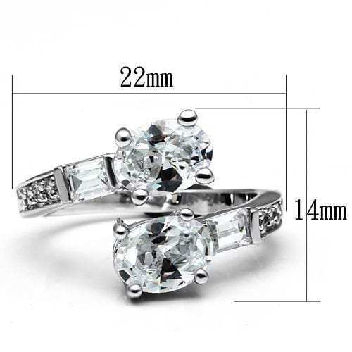 3W203 - Rhodium Brass Ring with AAA Grade CZ in Clear - Alamode - Flyclothing LLC