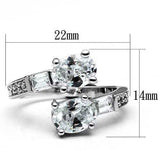 3W203 - Rhodium Brass Ring with AAA Grade CZ in Clear - Alamode - Flyclothing LLC