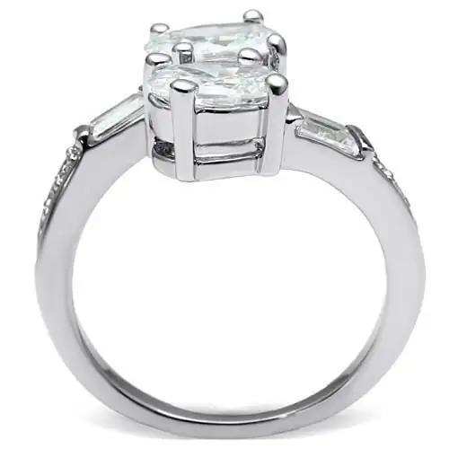 3W203 - Rhodium Brass Ring with AAA Grade CZ in Clear - Alamode - Flyclothing LLC