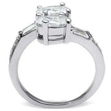 3W203 - Rhodium Brass Ring with AAA Grade CZ in Clear - Alamode - Flyclothing LLC