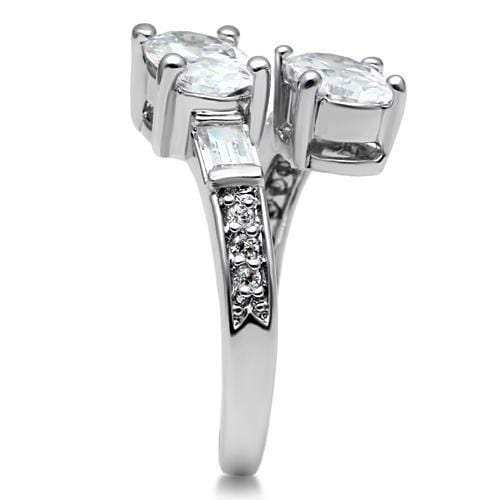 3W203 - Rhodium Brass Ring with AAA Grade CZ in Clear - Alamode - Flyclothing LLC