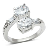 3W203 - Rhodium Brass Ring with AAA Grade CZ in Clear - Alamode - Flyclothing LLC