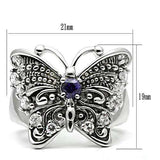 3W204 - Rhodium Brass Ring with AAA Grade CZ in Amethyst - Alamode - Flyclothing LLC