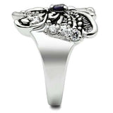 3W204 - Rhodium Brass Ring with AAA Grade CZ in Amethyst - Alamode - Flyclothing LLC