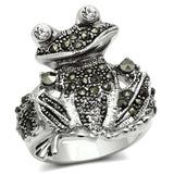 3W205 - Rhodium Brass Ring with Top Grade Crystal in Clear - Alamode - Flyclothing LLC