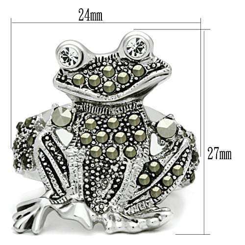 3W205 - Rhodium Brass Ring with Top Grade Crystal in Clear - Alamode - Flyclothing LLC