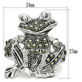 3W205 - Rhodium Brass Ring with Top Grade Crystal in Clear - Alamode - Flyclothing LLC