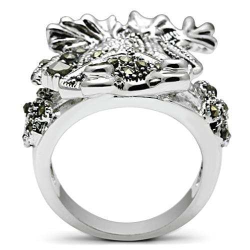 3W205 - Rhodium Brass Ring with Top Grade Crystal in Clear - Alamode - Flyclothing LLC