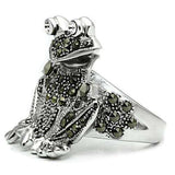 3W205 - Rhodium Brass Ring with Top Grade Crystal in Clear - Alamode - Flyclothing LLC