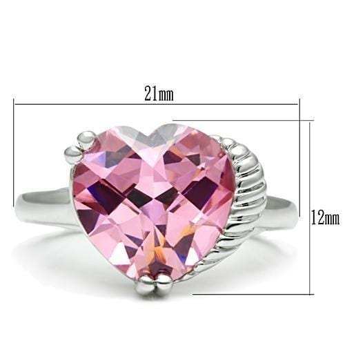 3W206 - Rhodium Brass Ring with AAA Grade CZ in Rose - Alamode - Flyclothing LLC