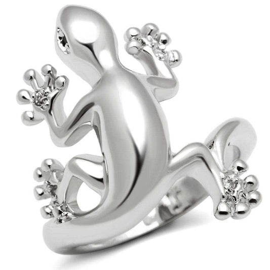3W207 - Rhodium Brass Ring with AAA Grade CZ in Black Diamond - Alamode - Flyclothing LLC