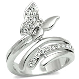 3W208 - Rhodium Brass Ring with Top Grade Crystal in Clear - Alamode - Flyclothing LLC