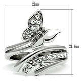 3W208 - Rhodium Brass Ring with Top Grade Crystal in Clear - Alamode - Flyclothing LLC