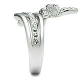 3W208 - Rhodium Brass Ring with Top Grade Crystal in Clear - Alamode - Flyclothing LLC