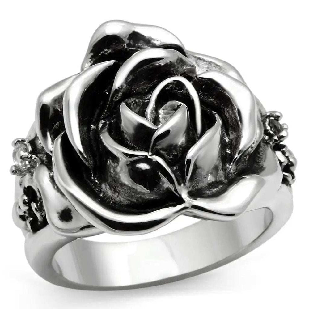 3W210 - Rhodium Brass Ring with AAA Grade CZ in Clear - Alamode - Flyclothing LLC