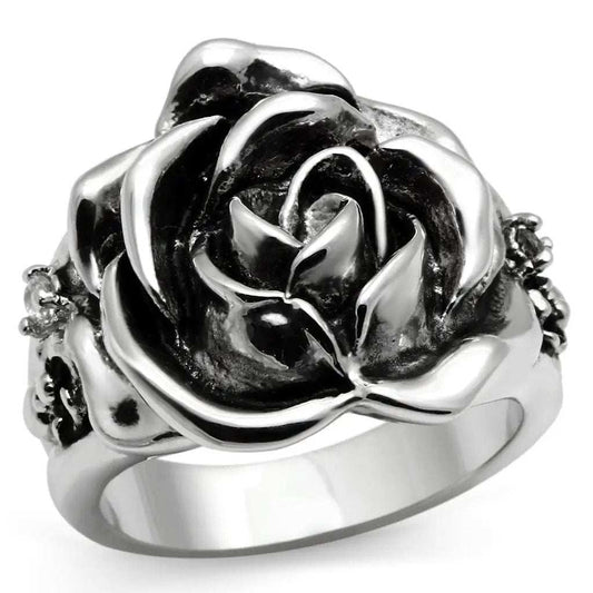 3W210 - Rhodium Brass Ring with AAA Grade CZ in Clear - Alamode - Flyclothing LLC