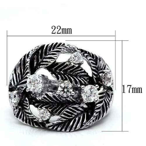 3W211 - Rhodium Brass Ring with AAA Grade CZ in Clear - Alamode - Flyclothing LLC