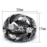 3W211 - Rhodium Brass Ring with AAA Grade CZ in Clear - Alamode - Flyclothing LLC