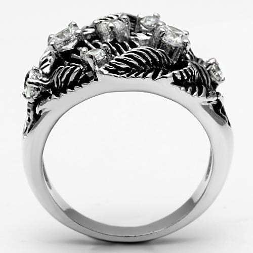 3W211 - Rhodium Brass Ring with AAA Grade CZ in Clear - Alamode - Flyclothing LLC