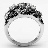 3W211 - Rhodium Brass Ring with AAA Grade CZ in Clear - Alamode - Flyclothing LLC