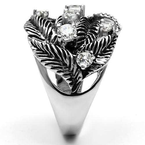 3W211 - Rhodium Brass Ring with AAA Grade CZ in Clear - Alamode - Flyclothing LLC