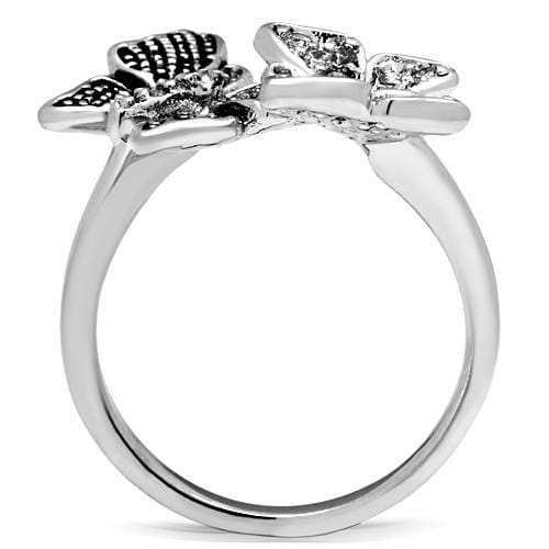 3W214 - Rhodium Brass Ring with AAA Grade CZ in Clear - Alamode - Flyclothing LLC