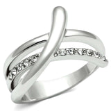 3W216 - Rhodium Brass Ring with Top Grade Crystal in Clear - Alamode - Flyclothing LLC
