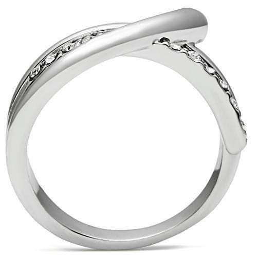 3W216 - Rhodium Brass Ring with Top Grade Crystal in Clear - Alamode - Flyclothing LLC