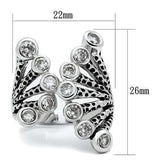 3W218 - Rhodium Brass Ring with AAA Grade CZ in Clear - Alamode - Flyclothing LLC