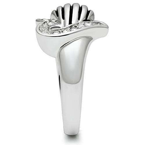 3W219 - Rhodium Brass Ring with Top Grade Crystal in Clear - Alamode - Flyclothing LLC