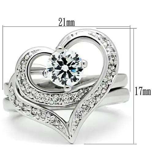 3W220 - Rhodium Brass Ring with AAA Grade CZ in Clear - Alamode - Flyclothing LLC