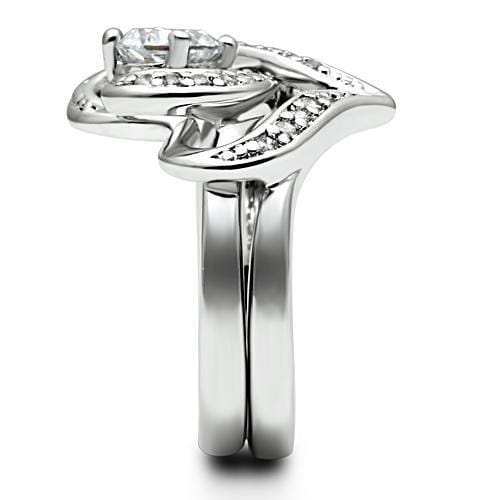 3W220 - Rhodium Brass Ring with AAA Grade CZ in Clear - Alamode - Flyclothing LLC