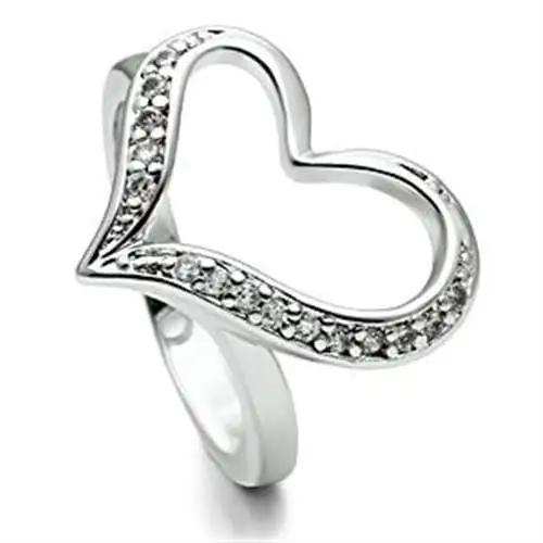 3W220 - Rhodium Brass Ring with AAA Grade CZ in Clear - Alamode - Flyclothing LLC