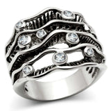 3W221 - Rhodium Brass Ring with AAA Grade CZ in Clear - Alamode - Flyclothing LLC
