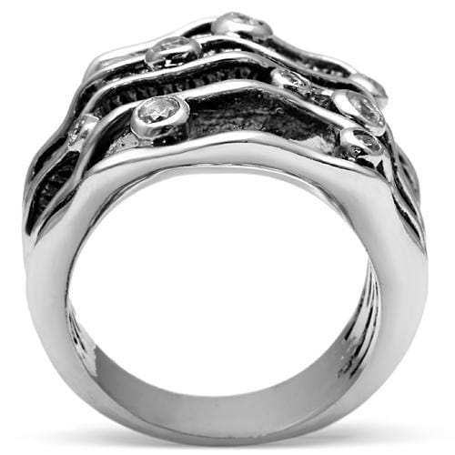 3W221 - Rhodium Brass Ring with AAA Grade CZ in Clear - Alamode - Flyclothing LLC