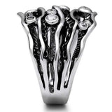 3W221 - Rhodium Brass Ring with AAA Grade CZ in Clear - Alamode - Flyclothing LLC