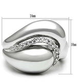 3W227 - Rhodium Brass Ring with AAA Grade CZ in Clear - Alamode - Flyclothing LLC