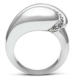 3W227 - Rhodium Brass Ring with AAA Grade CZ in Clear - Alamode - Flyclothing LLC