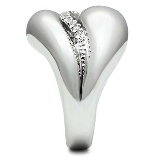 3W227 - Rhodium Brass Ring with AAA Grade CZ in Clear - Alamode - Flyclothing LLC